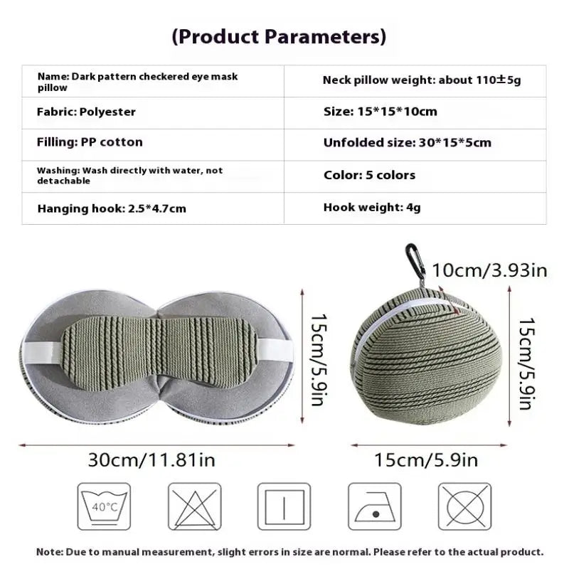 Premium 2 in 1 Travel Neck Pillow with Sleeping Mask – Portable Light Blocking Airplane Rest Support
