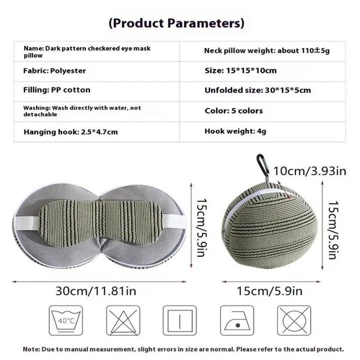 Premium 2 in 1 Travel Neck Pillow with Sleeping Mask – Portable Light Blocking Airplane Rest Support