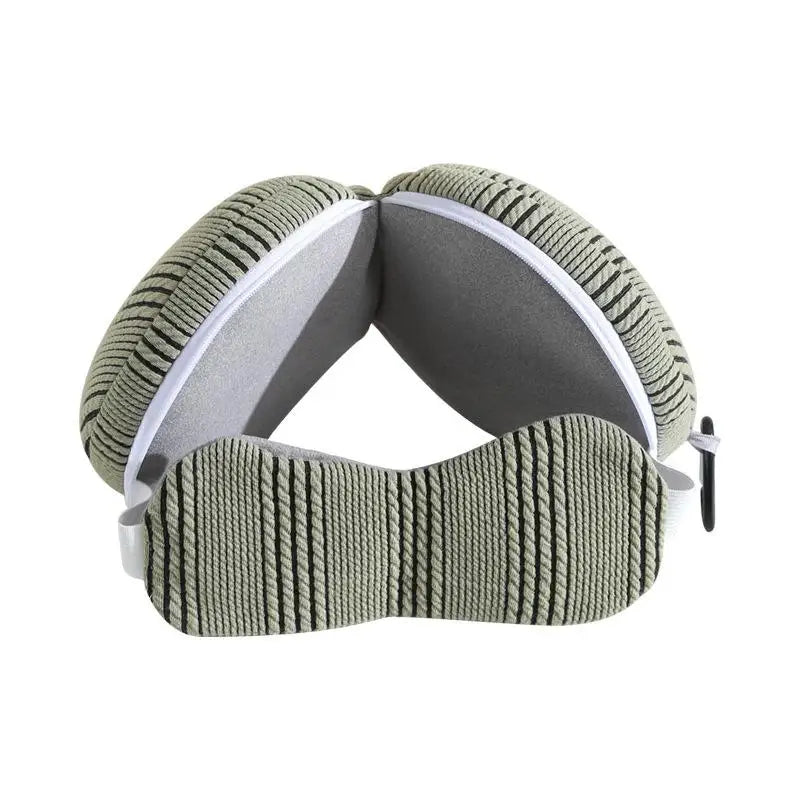 Premium 2 in 1 Travel Neck Pillow with Sleeping Mask – Portable Light Blocking Airplane Rest Support