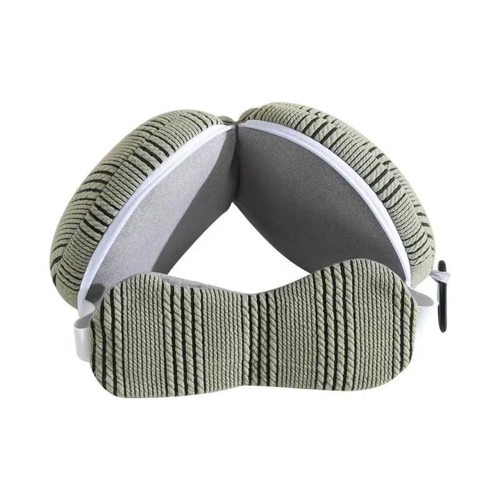 Premium 2 in 1 Travel Neck Pillow with Sleeping Mask – Portable Light Blocking Airplane Rest Support