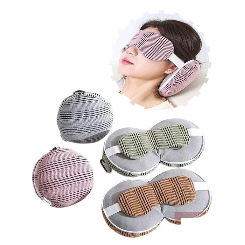 Premium 2 in 1 Travel Neck Pillow with Sleeping Mask – Portable Light Blocking Airplane Rest Support