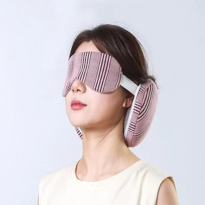 Premium 2 in 1 Travel Neck Pillow with Sleeping Mask – Portable Light Blocking Airplane Rest Support