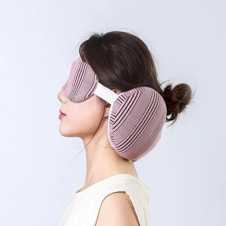 Premium 2 in 1 Travel Neck Pillow with Sleeping Mask – Portable Light Blocking Airplane Rest Support