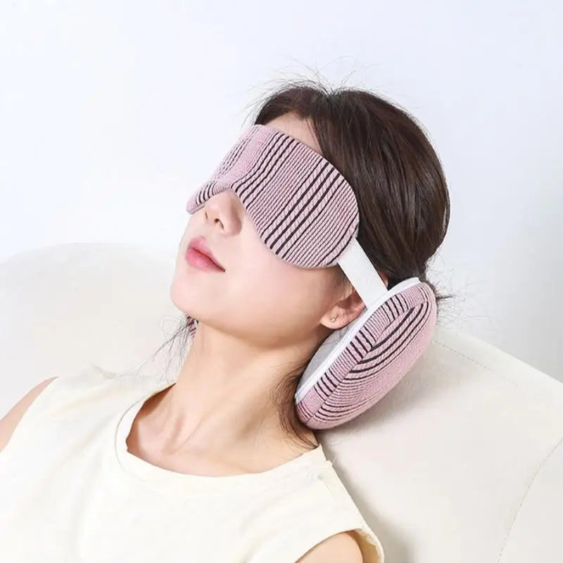 Premium 2 in 1 Travel Neck Pillow with Sleeping Mask – Portable Light Blocking Airplane Rest Support