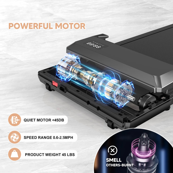 Premium 2-in-1 Walking Pad Treadmill – Compact Under Desk Electric Treadmill with LED Display, Quiet Motor, Portable Design for Home & Office