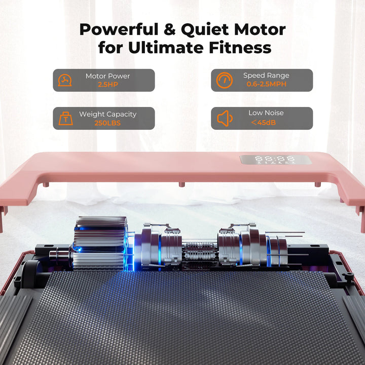 Premium 2-in-1 Walking Pad Treadmill – Compact Under Desk Electric Treadmill with LED Display, Quiet Motor, Portable Design for Home & Office