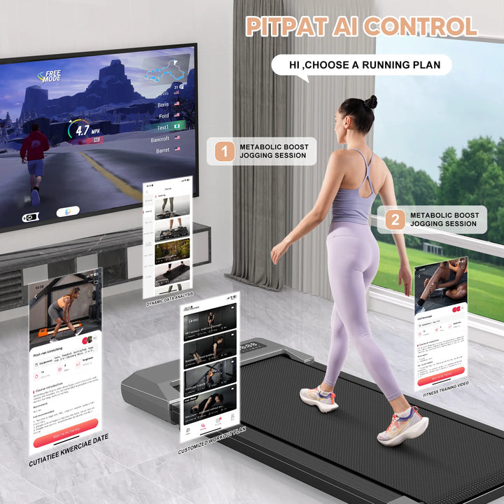 Premium 2-in-1 Walking Pad Treadmill – Compact Under Desk Electric Treadmill with LED Display, Quiet Motor, Portable Design for Home & Office