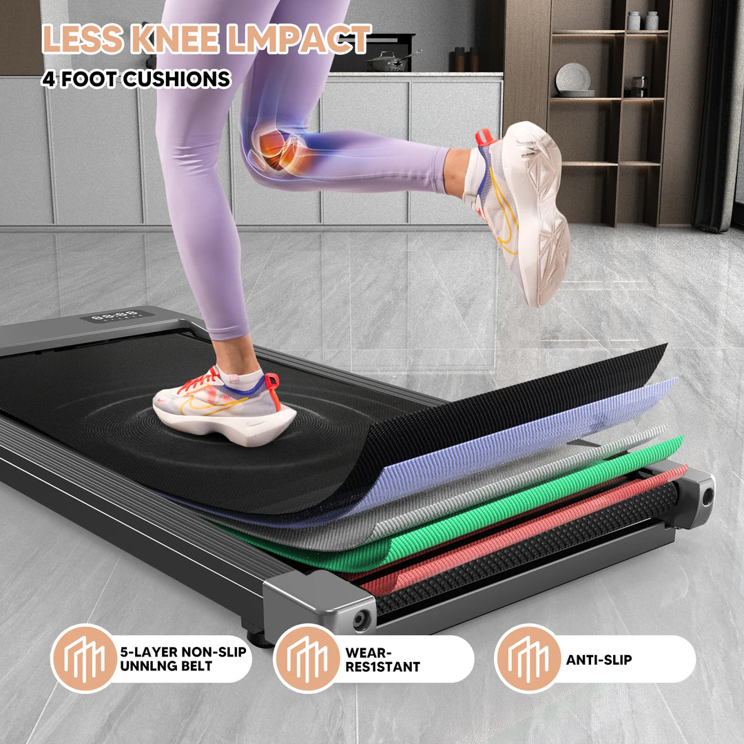 Premium 2-in-1 Walking Pad Treadmill – Compact Under Desk Electric Treadmill with LED Display, Quiet Motor, Portable Design for Home & Office