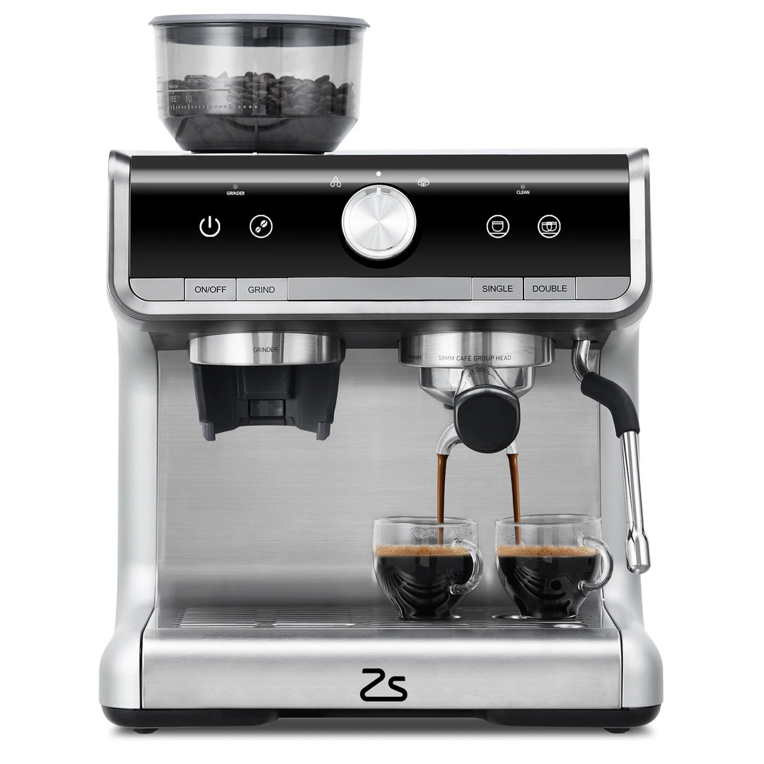 Premium 20 Bar Espresso Machine with Integrated Grinder – 1450W Professional Barista Coffee Maker with Steam Wand