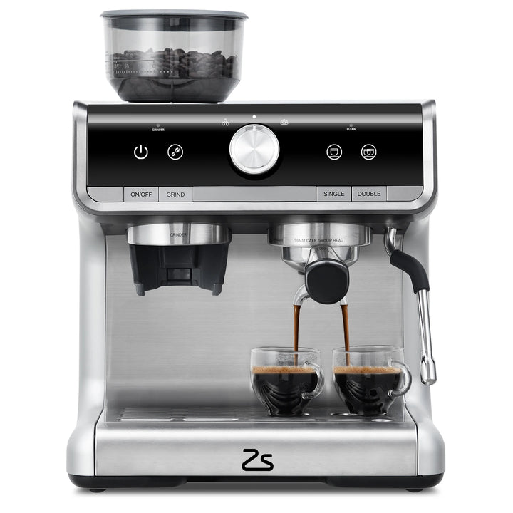 Premium 20 Bar Espresso Machine with Integrated Grinder – 1450W Professional Barista Coffee Maker with Steam Wand