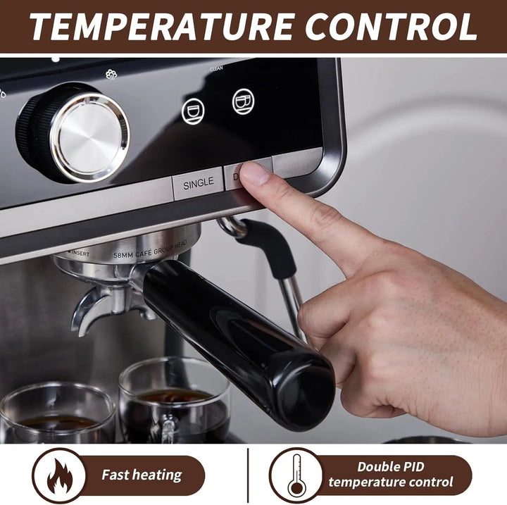 Premium 20 Bar Espresso Machine with Integrated Grinder – 1450W Professional Barista Coffee Maker with Steam Wand