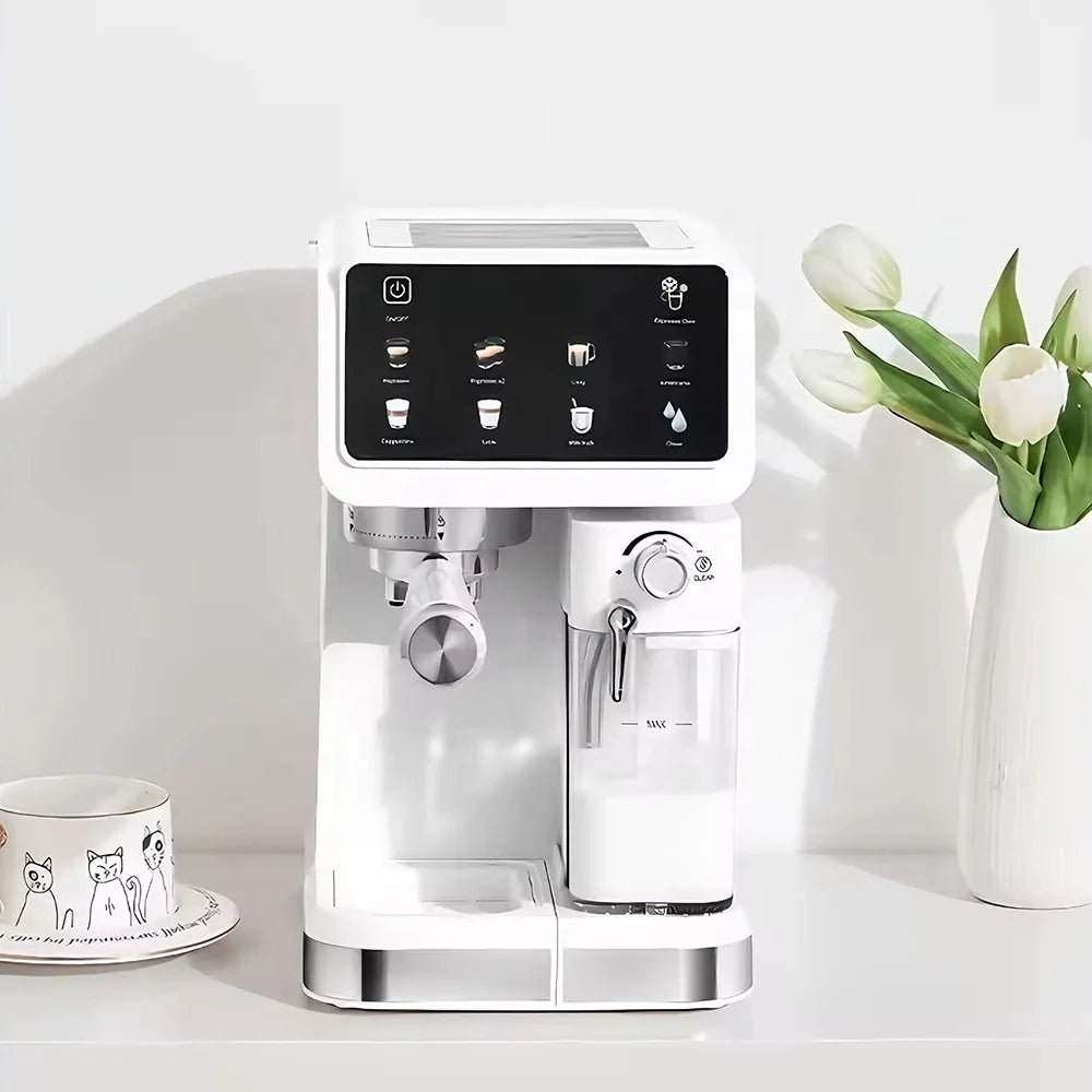 Premium 20 Bar Semi-Automatic Espresso Machine – 1350W Coffee Maker with Automatic Milk Frothing and One-Touch Cleaning