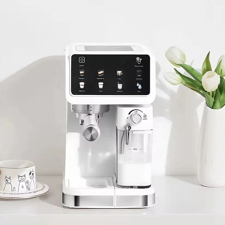 Premium 20 Bar Semi-Automatic Espresso Machine – 1350W Coffee Maker with Automatic Milk Frothing and One-Touch Cleaning