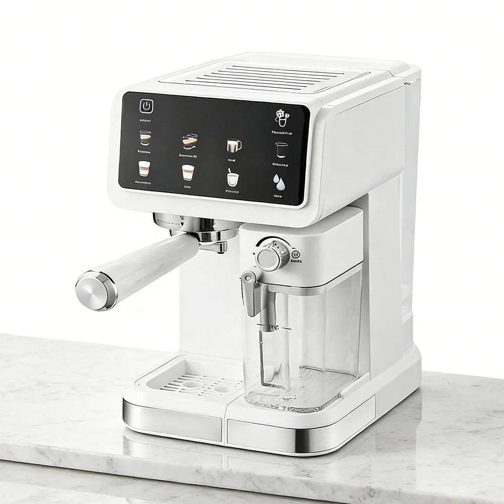 Premium 20 Bar Semi-Automatic Espresso Machine – 1350W Coffee Maker with Automatic Milk Frothing and One-Touch Cleaning