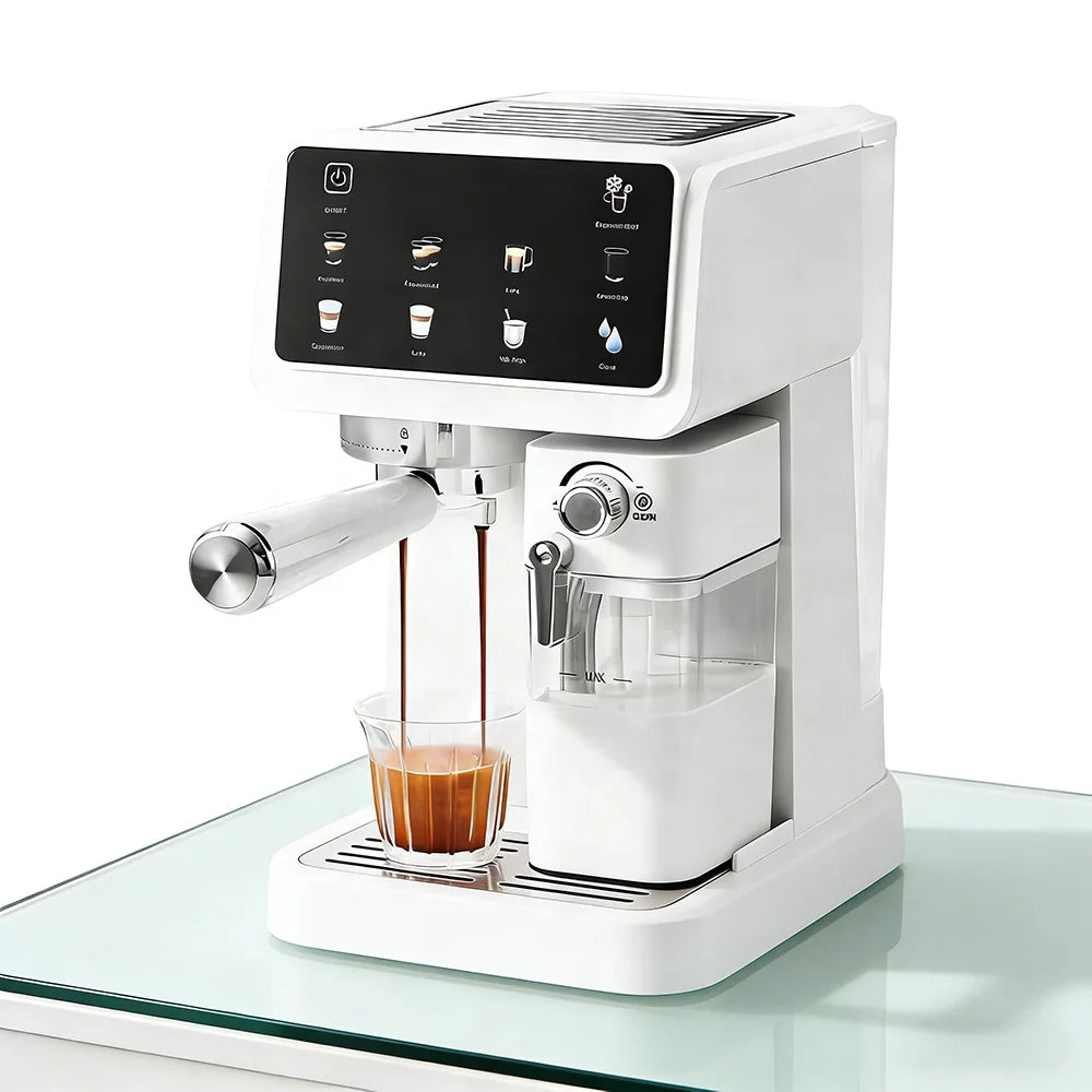 Premium 20 Bar Semi-Automatic Espresso Machine – 1350W Coffee Maker with Automatic Milk Frothing and One-Touch Cleaning
