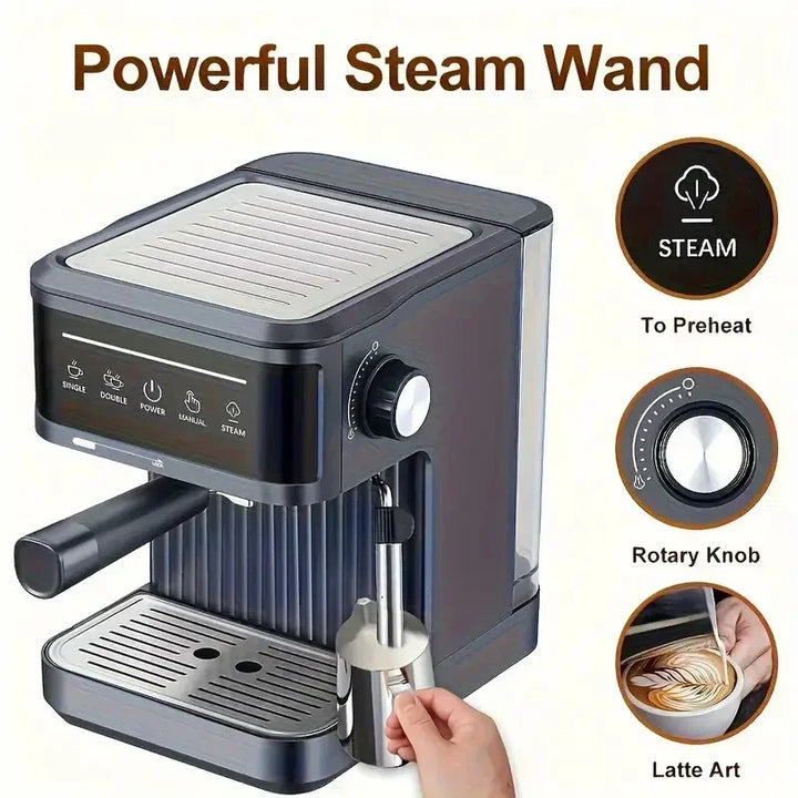 Premium 20 Bar Semi Automatic Espresso Machine – 800W Cappuccino Coffee Maker with Milk Frother