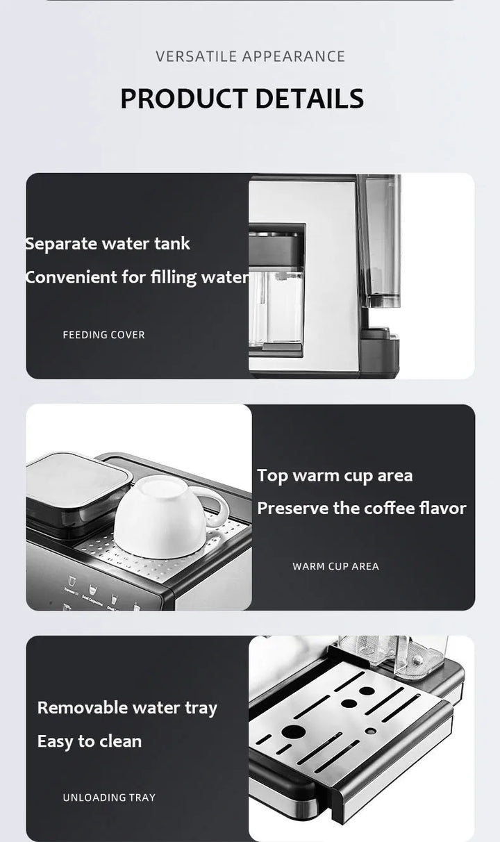 Premium 220V Semi-Automatic Espresso Coffee Machine – Built-In Grinder Home and Commercial Use Coffee Maker