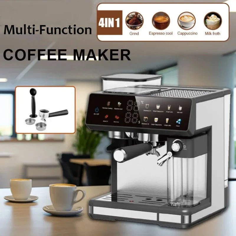 Premium 220V Semi-Automatic Espresso Coffee Machine – Built-In Grinder Home and Commercial Use Coffee Maker
