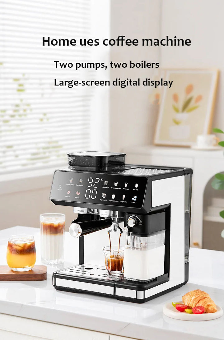 Premium 220V Semi-Automatic Espresso Coffee Machine – Built-In Grinder Home and Commercial Use Coffee Maker