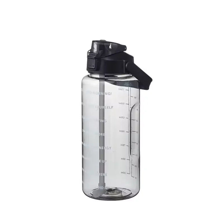 Premium 2L Straw Water Bottle – Large Capacity Motivational Time Marker Sports Bottle with Silicone Straw, One-Click Lid, Portable Fitness Travel Cup for Adults