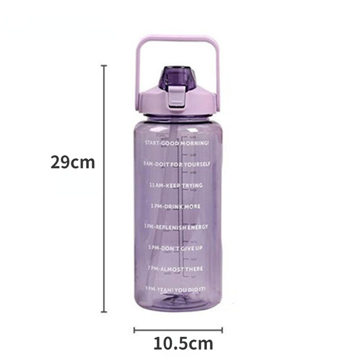 Premium 2L Straw Water Bottle – Large Capacity Motivational Time Marker Sports Bottle with Silicone Straw, One-Click Lid, Portable Fitness Travel Cup for Adults