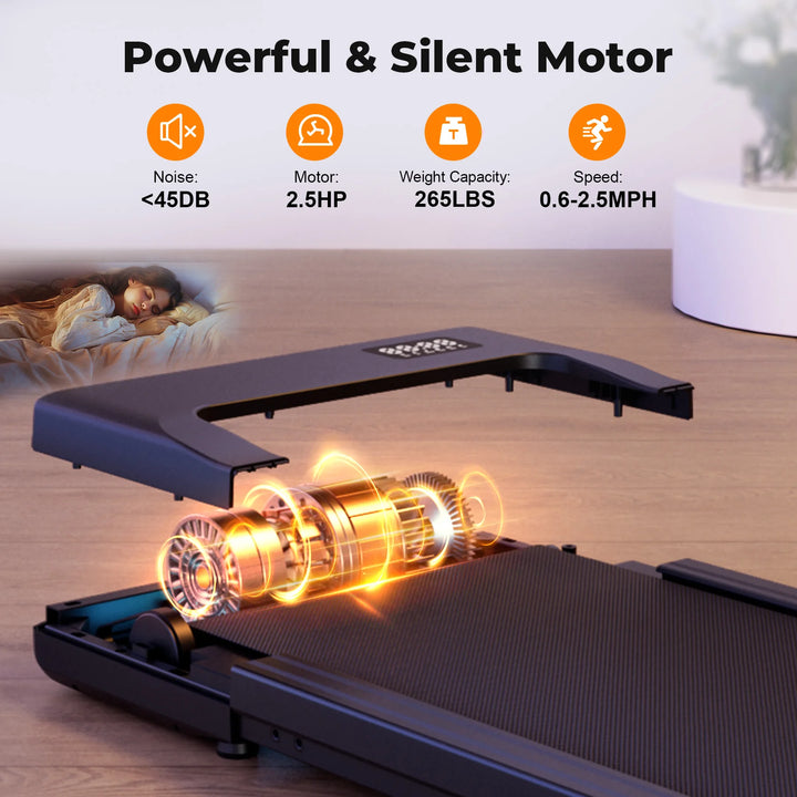 Premium 2.5HP Walking Pad Under Desk Treadmill – Portable 2 in 1 Compact Treadmill with LED Display and Remote Control