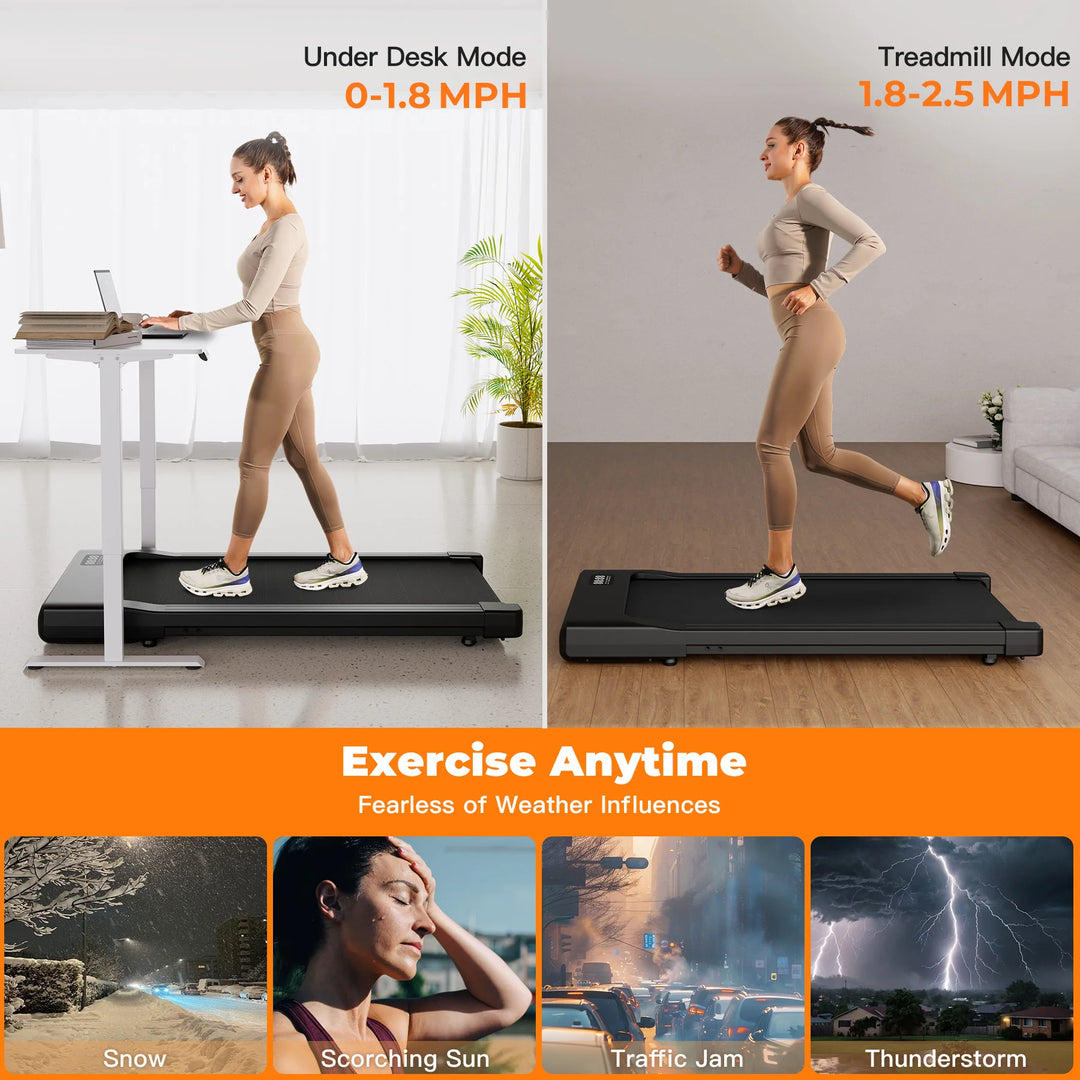 Premium 2.5HP Walking Pad Under Desk Treadmill – Portable 2 in 1 Compact Treadmill with LED Display and Remote Control