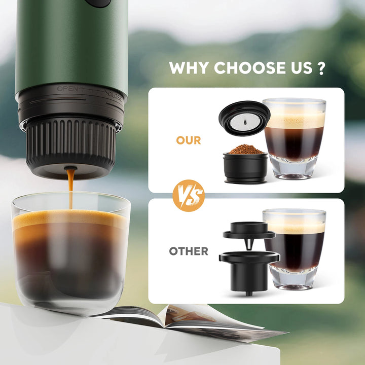 Premium 3 in 1 Portable Espresso Machine – 19 Bar Self-Heating Travel Coffee Maker with USB-C Charging