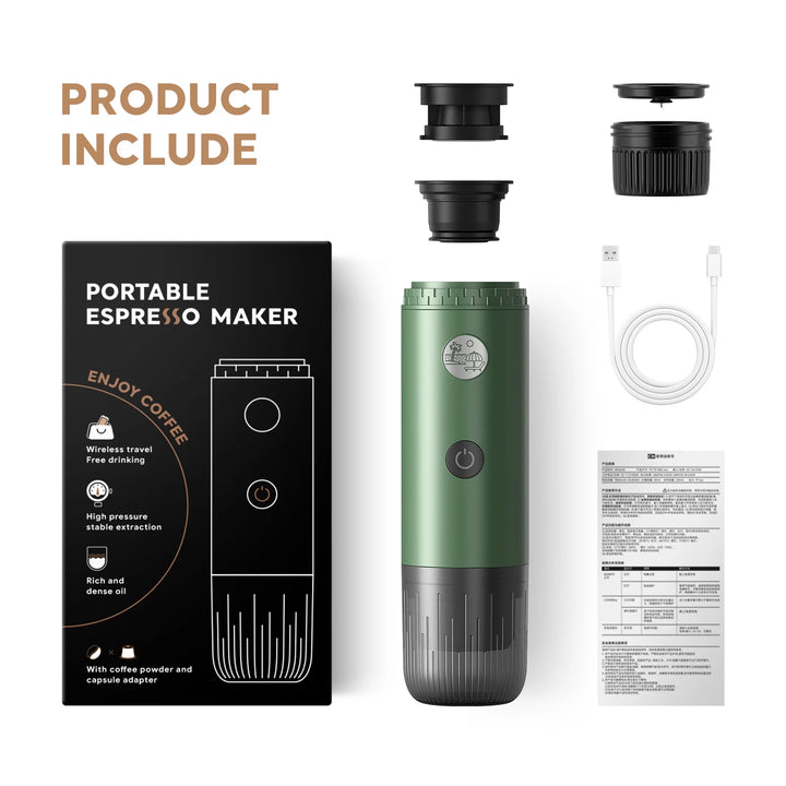 Premium 3 in 1 Portable Espresso Machine – 19 Bar Self-Heating Travel Coffee Maker with USB-C Charging