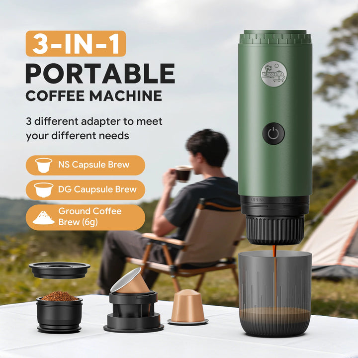 Premium 3 in 1 Portable Espresso Machine – 19 Bar Self-Heating Travel Coffee Maker with USB-C Charging