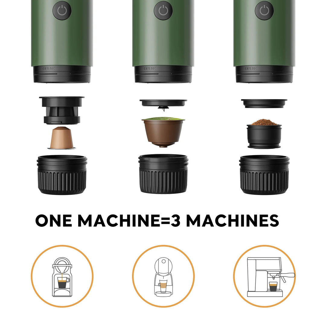 Premium 3 in 1 Portable Espresso Machine – 19 Bar Self-Heating Travel Coffee Maker with USB-C Charging