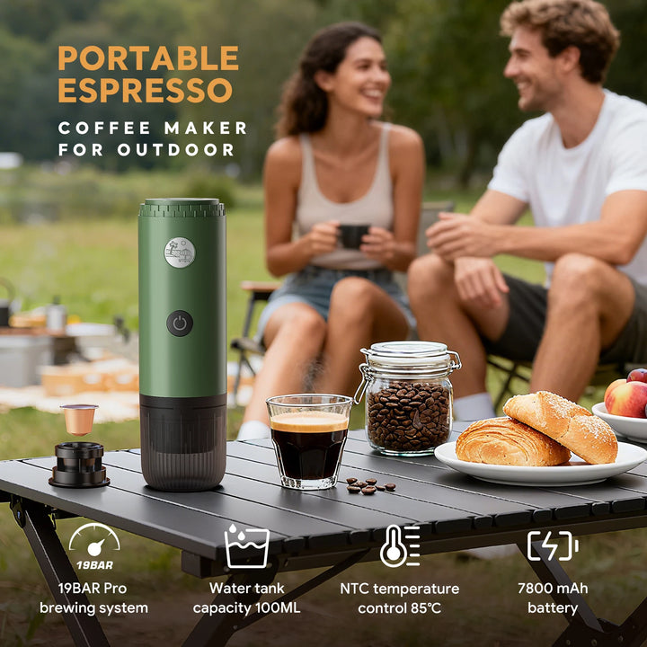 Premium 3 in 1 Portable Espresso Machine – 19 Bar Self-Heating Travel Coffee Maker with USB-C Charging