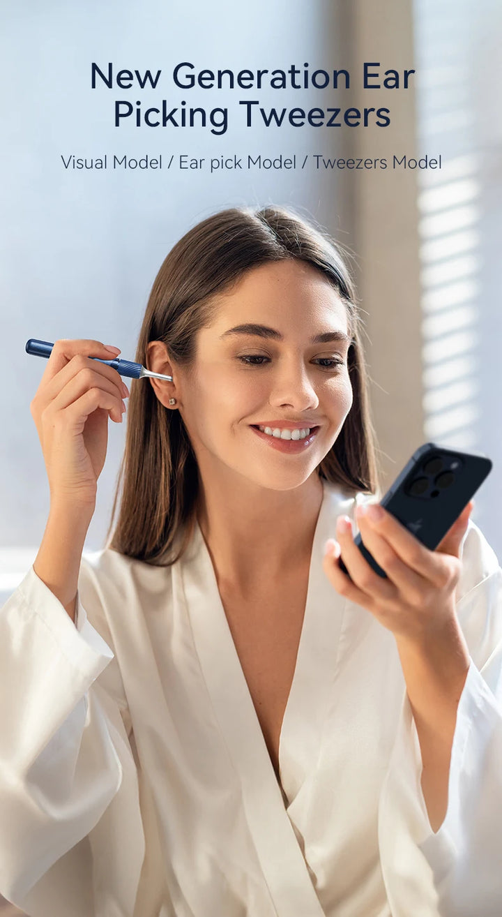 Premium 3-in-1 Wi-Fi Visual Ear Cleaning Tool – Camera Ear Pick with Tweezers, 12MP HD Imaging, Rechargeable Battery, Silicone Accessories