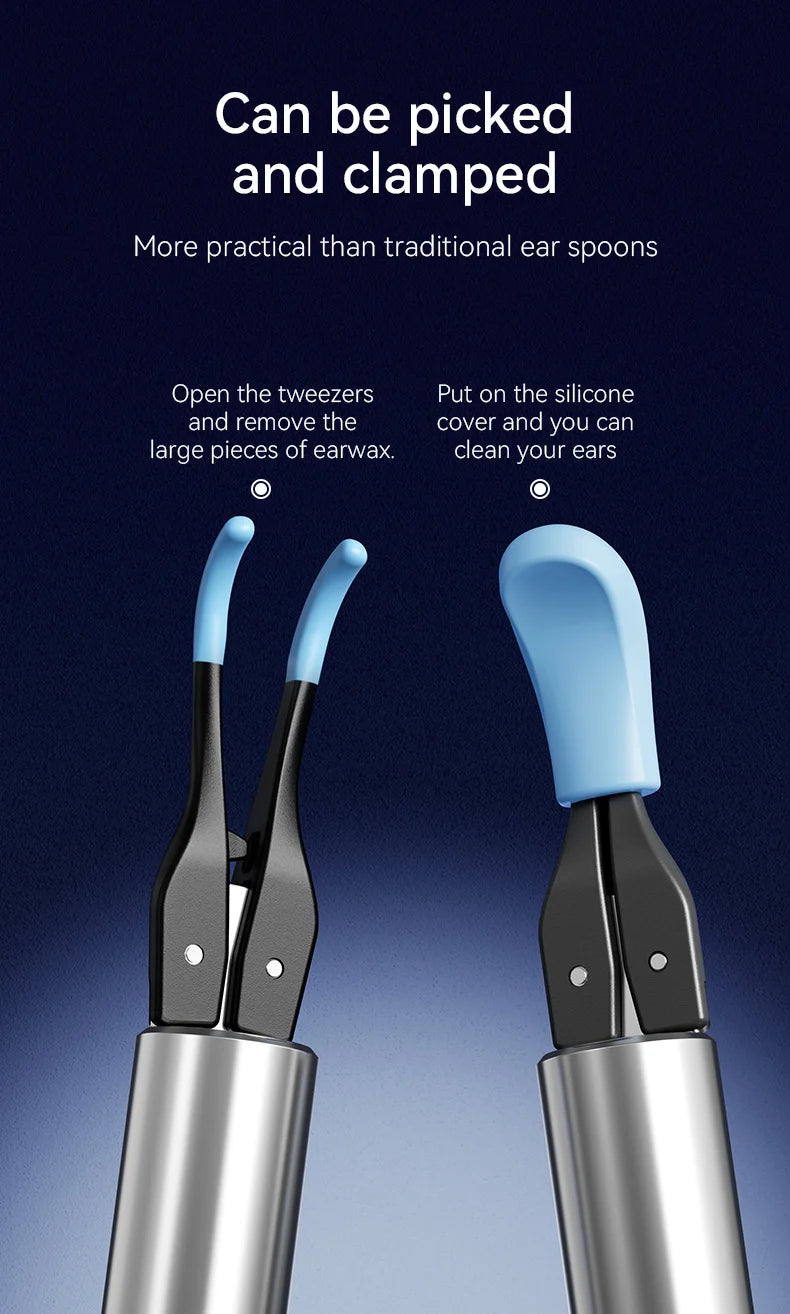 Premium 3-in-1 Wi-Fi Visual Ear Cleaning Tool – Camera Ear Pick with Tweezers, 12MP HD Imaging, Rechargeable Battery, Silicone Accessories