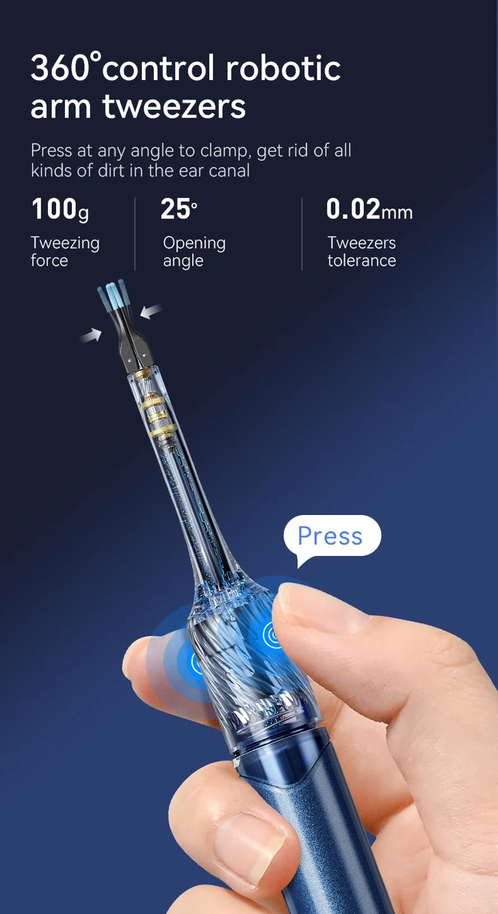 Premium 3-in-1 Wi-Fi Visual Ear Cleaning Tool – Camera Ear Pick with Tweezers, 12MP HD Imaging, Rechargeable Battery, Silicone Accessories