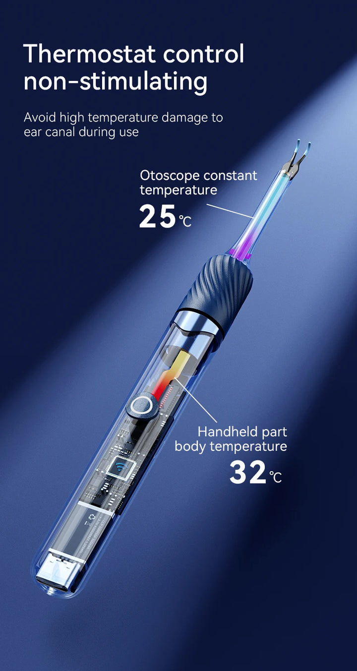 Premium 3-in-1 Wi-Fi Visual Ear Cleaning Tool – Camera Ear Pick with Tweezers, 12MP HD Imaging, Rechargeable Battery, Silicone Accessories