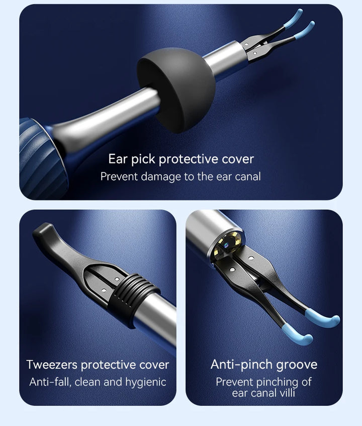 Premium 3-in-1 Wi-Fi Visual Ear Cleaning Tool – Camera Ear Pick with Tweezers, 12MP HD Imaging, Rechargeable Battery, Silicone Accessories