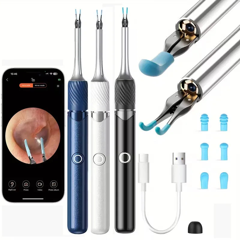 Premium 3-in-1 Wi-Fi Visual Ear Cleaning Tool – Camera Ear Pick with Tweezers, 12MP HD Imaging, Rechargeable Battery, Silicone Accessories