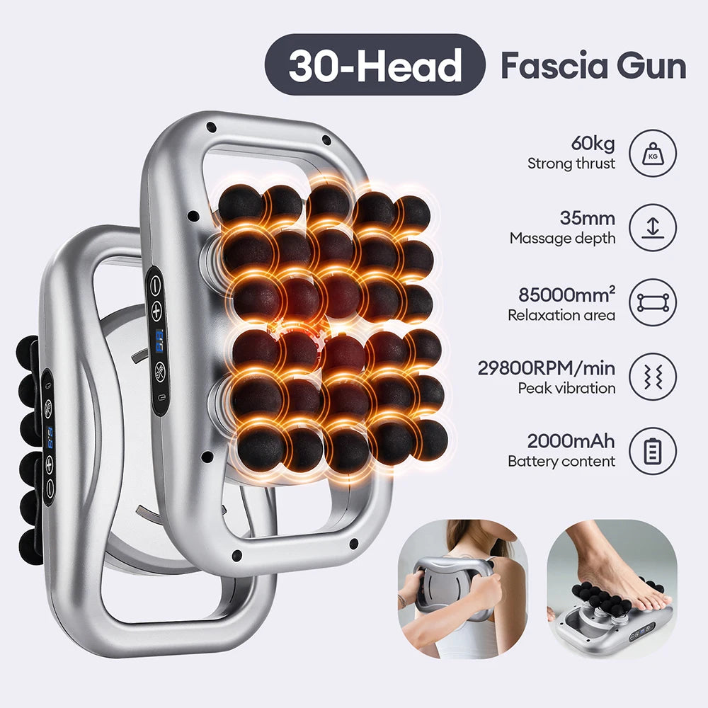 Premium 30 Head Massage Gun – High Frequency Vibration Fascia Muscle Massager for Full Body Use