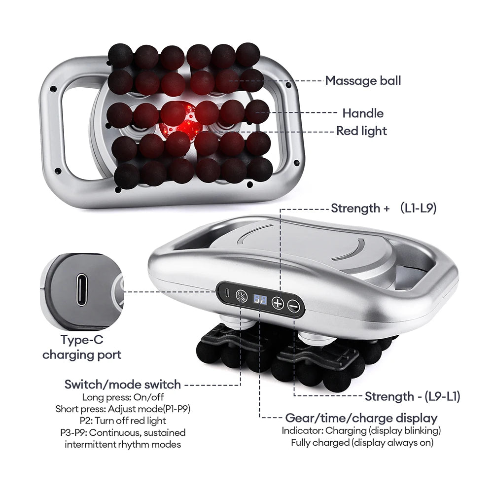 Premium 30 Head Massage Gun – High Frequency Vibration Fascia Muscle Massager for Full Body Use
