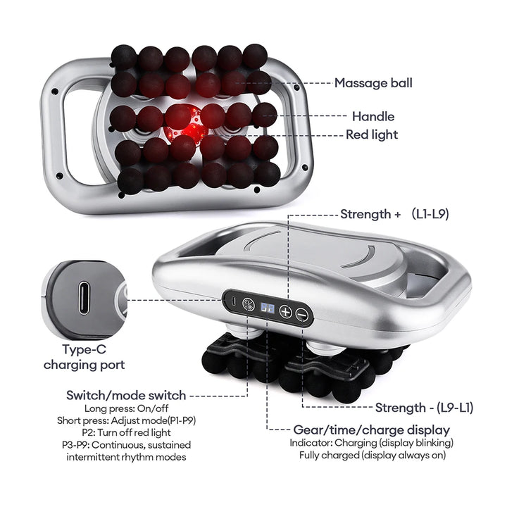 Premium 30 Head Massage Gun – High Frequency Vibration Fascia Muscle Massager for Full Body Use