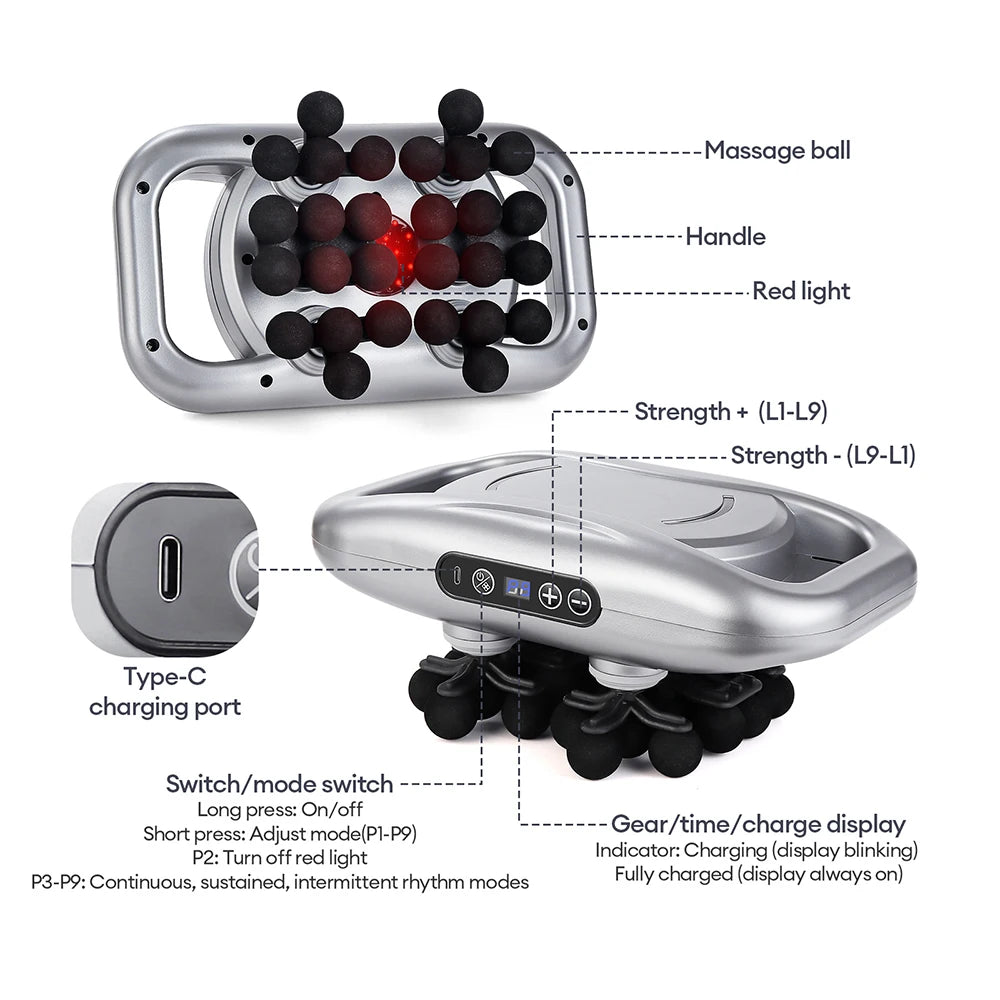 Premium 30 Head Massage Gun – High Frequency Vibration Fascia Muscle Massager for Full Body Use