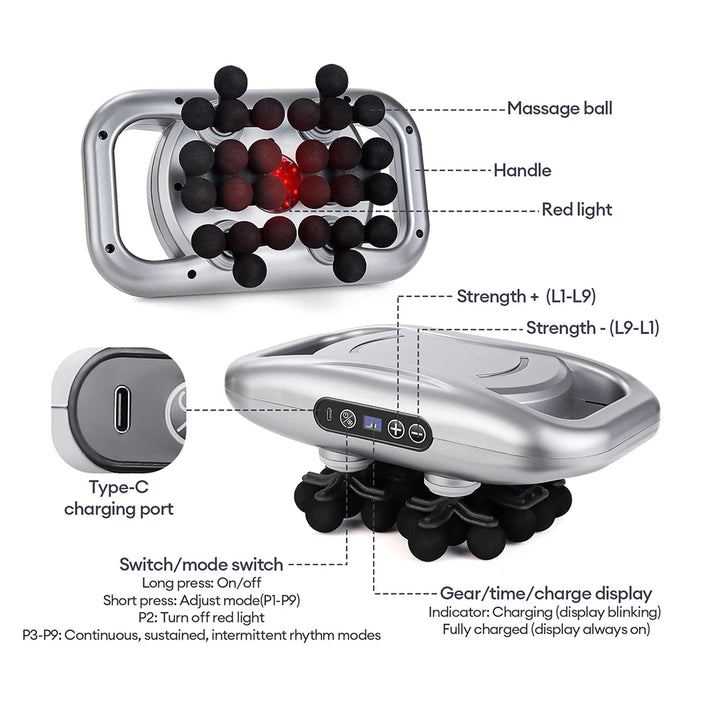 Premium 30 Head Massage Gun – High Frequency Vibration Fascia Muscle Massager for Full Body Use