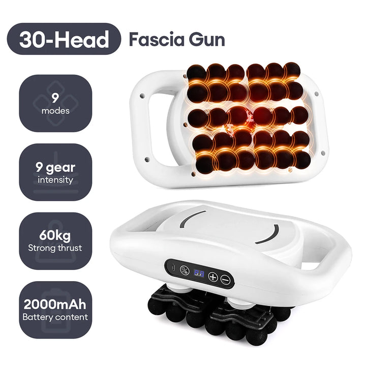 Premium 30 Head Massage Gun – High Frequency Vibration Fascia Muscle Massager for Full Body Use