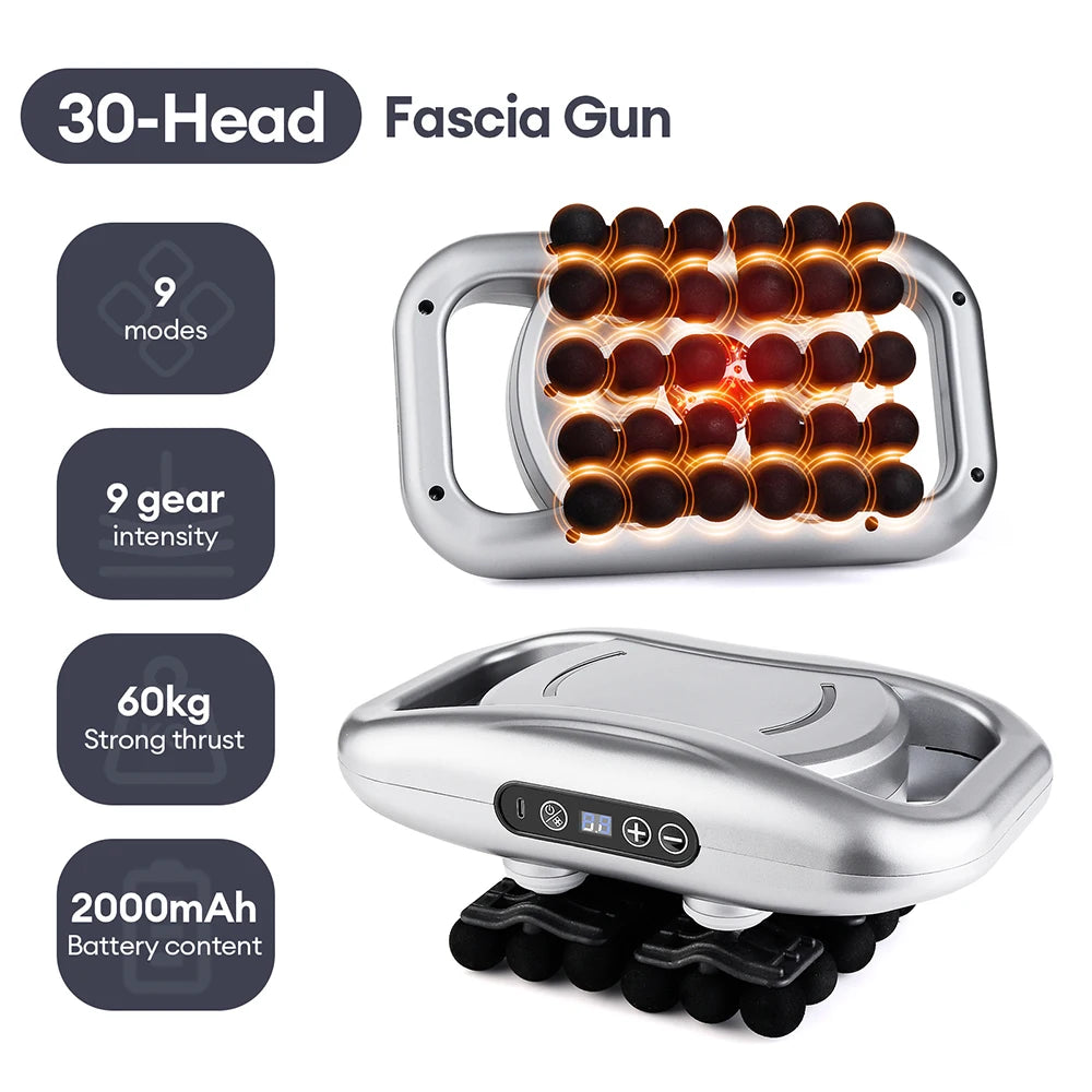 Premium 30 Head Massage Gun – High Frequency Vibration Fascia Muscle Massager for Full Body Use