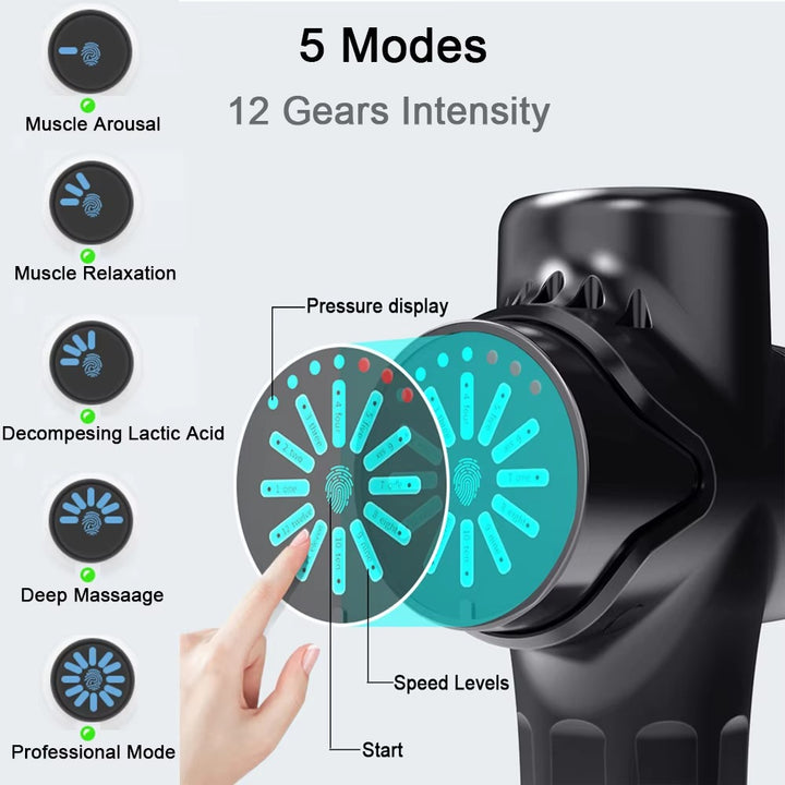 Premium 30-Level Massage Gun – Deep Tissue Muscle Relaxation for Body and Neck, Electric Fitness Equipment with Noise Reduction, Ideal for Men and Women