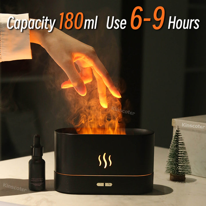 Premium 300ml Flame Aroma Diffuser with Remote Control, Essential Oil Humidifier & 7-Color LED Mist Maker for Home, Auto-Off & Timer Settings