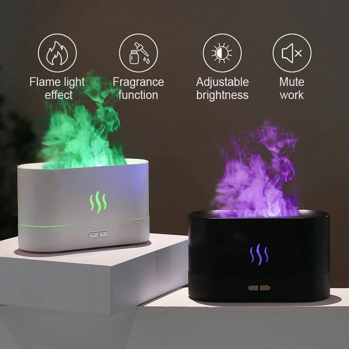 Premium 300ml Flame Aroma Diffuser with Remote Control, Essential Oil Humidifier & 7-Color LED Mist Maker for Home, Auto-Off & Timer Settings