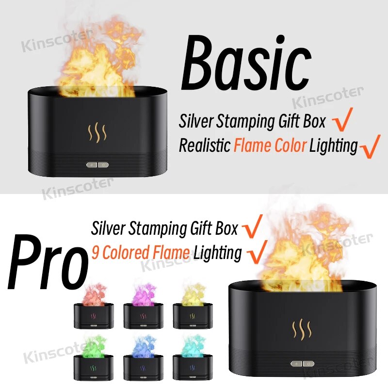 Premium 300ml Flame Aroma Diffuser with Remote Control, Essential Oil Humidifier & 7-Color LED Mist Maker for Home, Auto-Off & Timer Settings