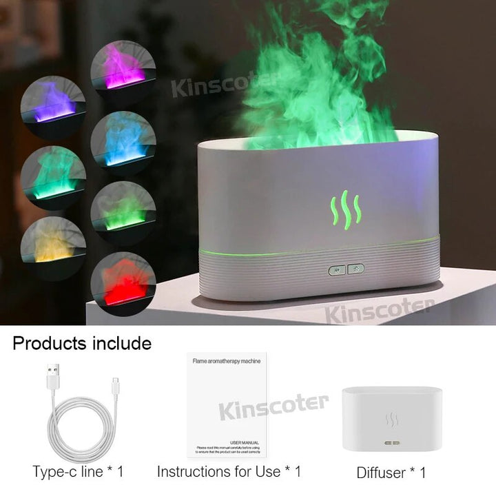 Premium 300ml Flame Aroma Diffuser with Remote Control, Essential Oil Humidifier & 7-Color LED Mist Maker for Home, Auto-Off & Timer Settings